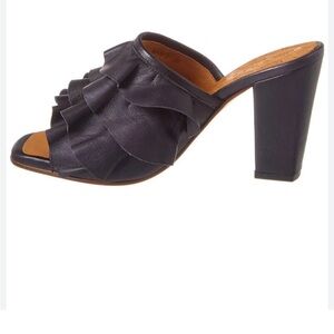 Chie Mihara Akiki Women's black leather ruffle heels